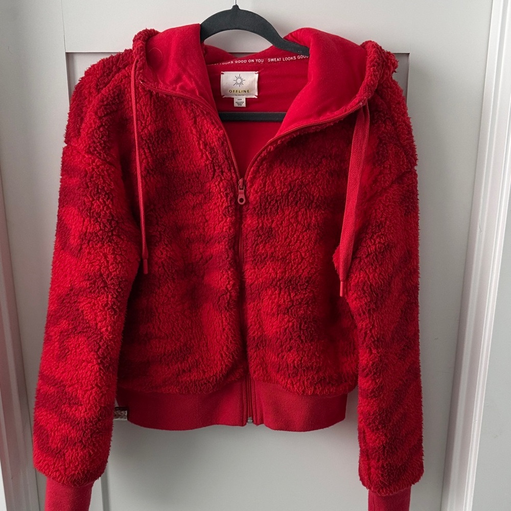 OFFLINE by Aerie Vibrant Red Camo Cozy Jacket
